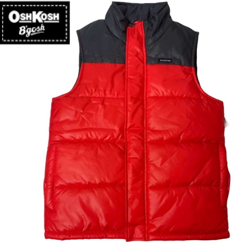 Puffer Vest Water Resistant Warm High Quality Outdoor OshKosh Boys Size 12 Red